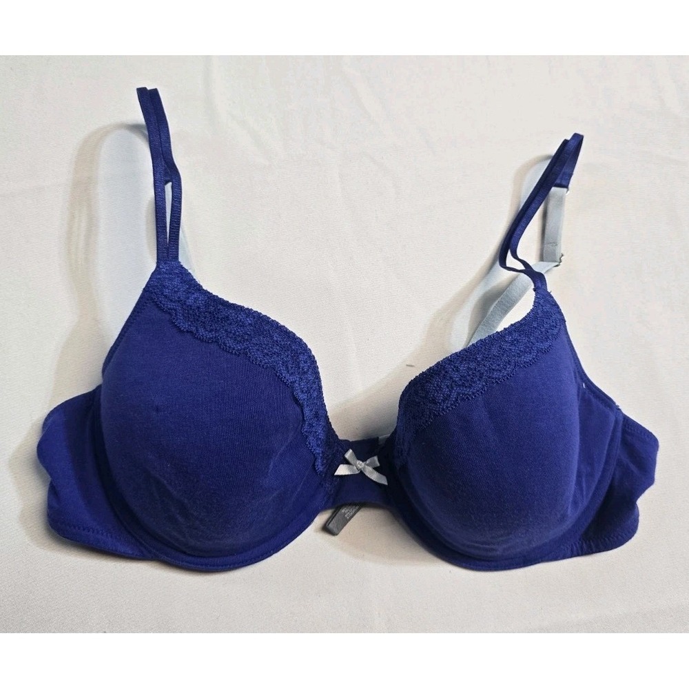 Aerie 36 B Cotton Blend Bra Underwire Purple Padded